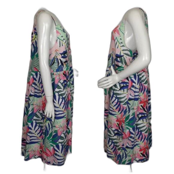 LOFT Summer Dress, 14, Multicolor floral, Strappy, Buttons, Midi length - Picture 7 of 11